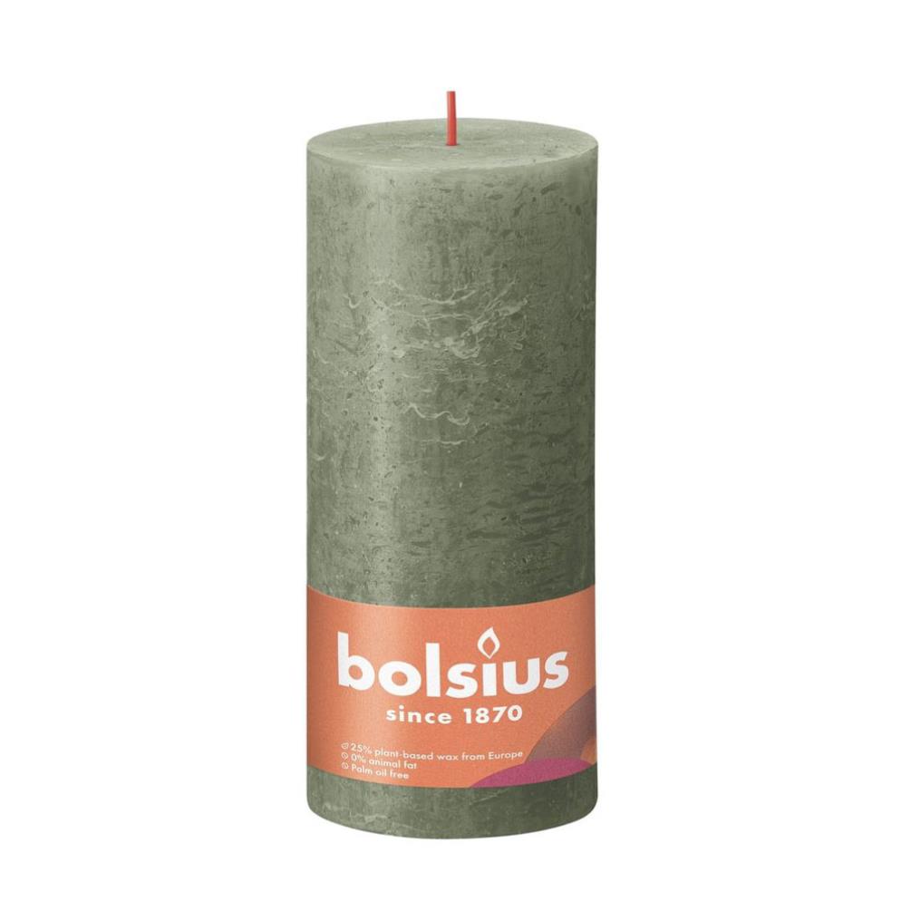 Bolsius Fresh Olive Rustic Shine Pillar Candle 19cm x 7cm £8.99